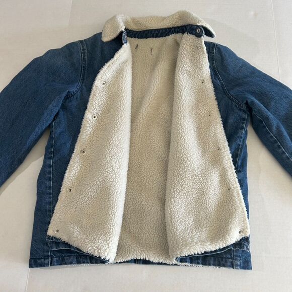 J.Crew, Shearling Lined, Collared, Wide Denim Jacket, sz S/M, Heritage, Rustic - Picture 4 of 6